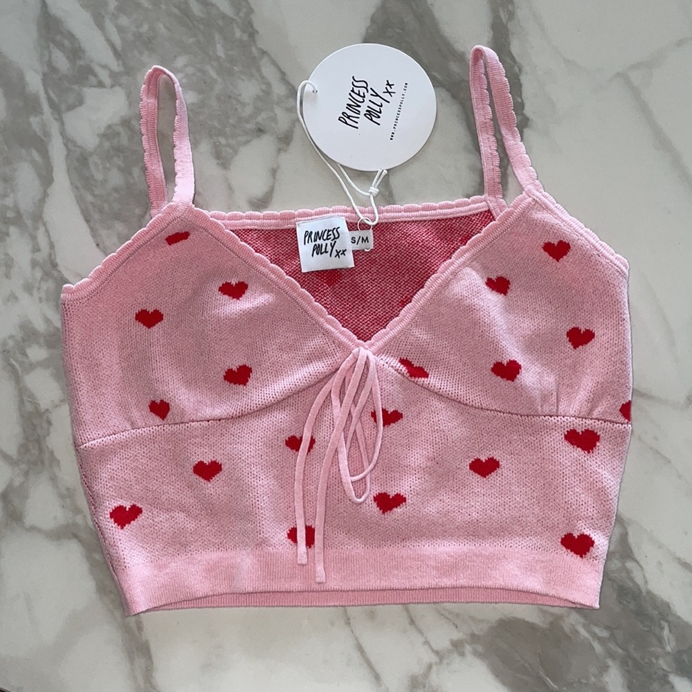 Princess Polly Pink Heart Crop Top